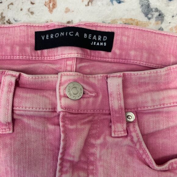 Veronica Beard Women's Kate Skinny Acid Wash Pink High Rise Jeans Barbiecore 28 - Picture 8 of 11